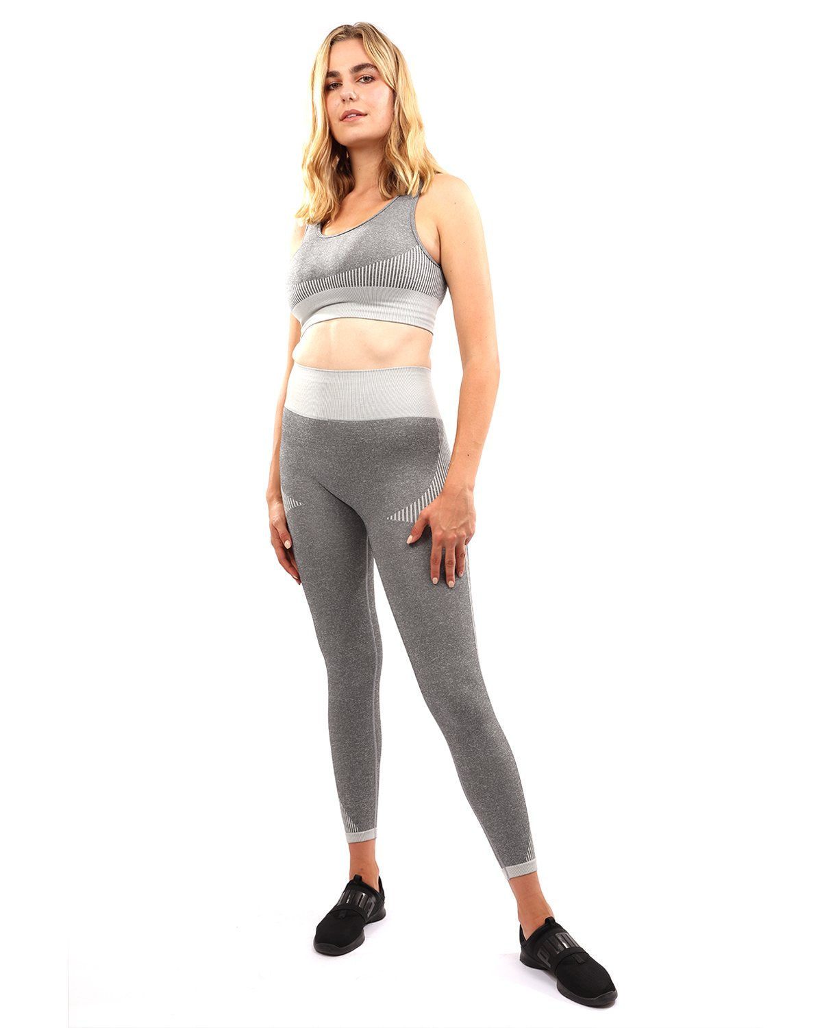 Savoy - Isalda Seamless Leggings & Sports Bra Set - Grey - 1 COLOR -