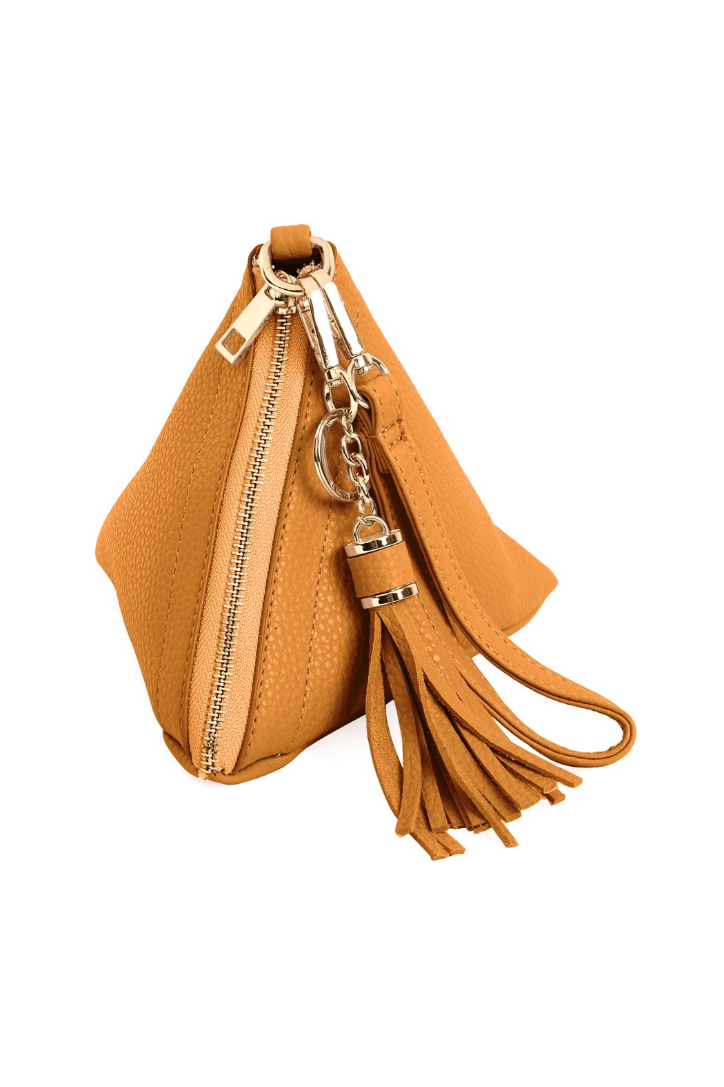 Riah Fashion - Pyramid Shape Tassel Wristlet Leather Bag - 15 COLORS -