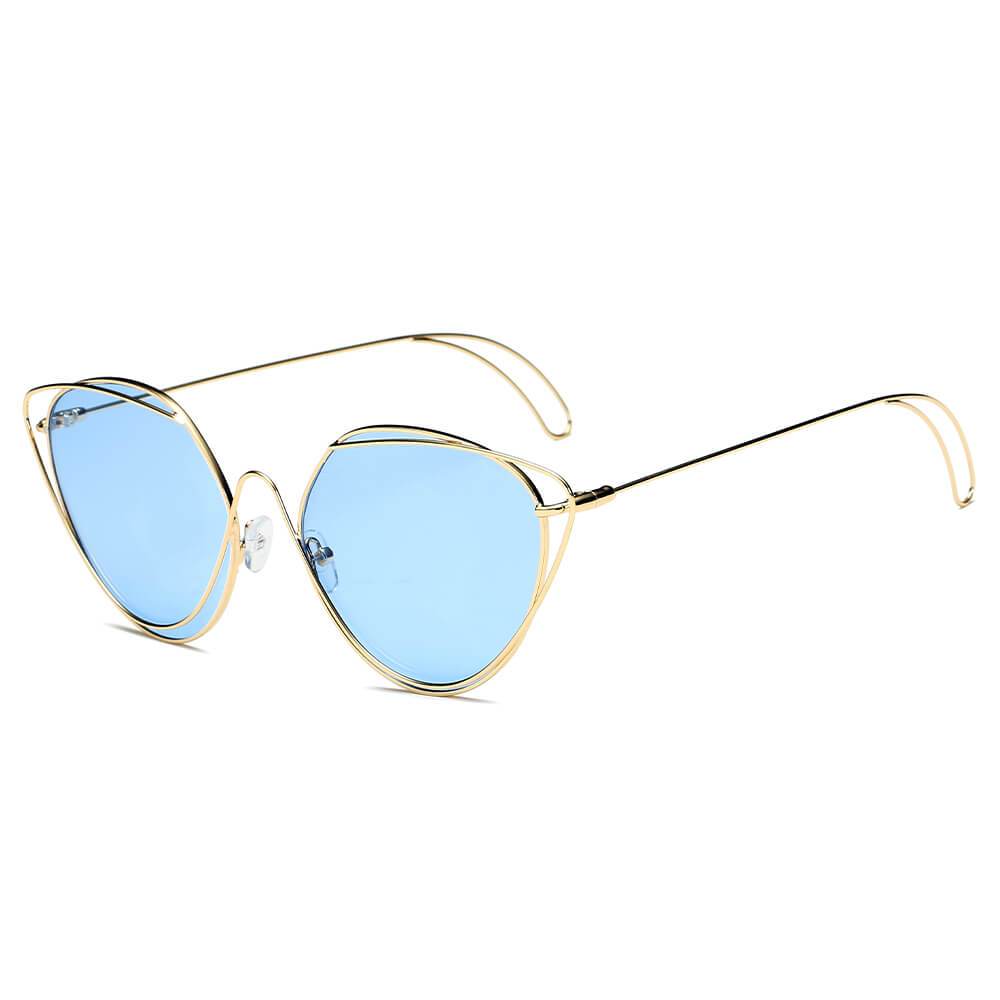 Lisle | Women Fashion Round Wire Art Cat Eye Sunglasses - 4 COLORS -