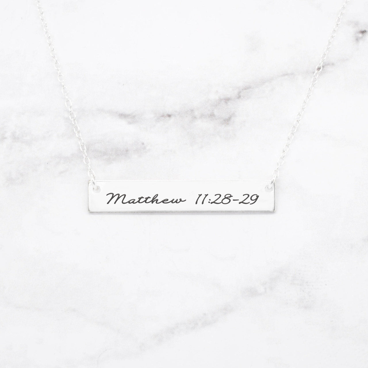 Bible Verse Necklace - Rose Gold Bar Necklace -