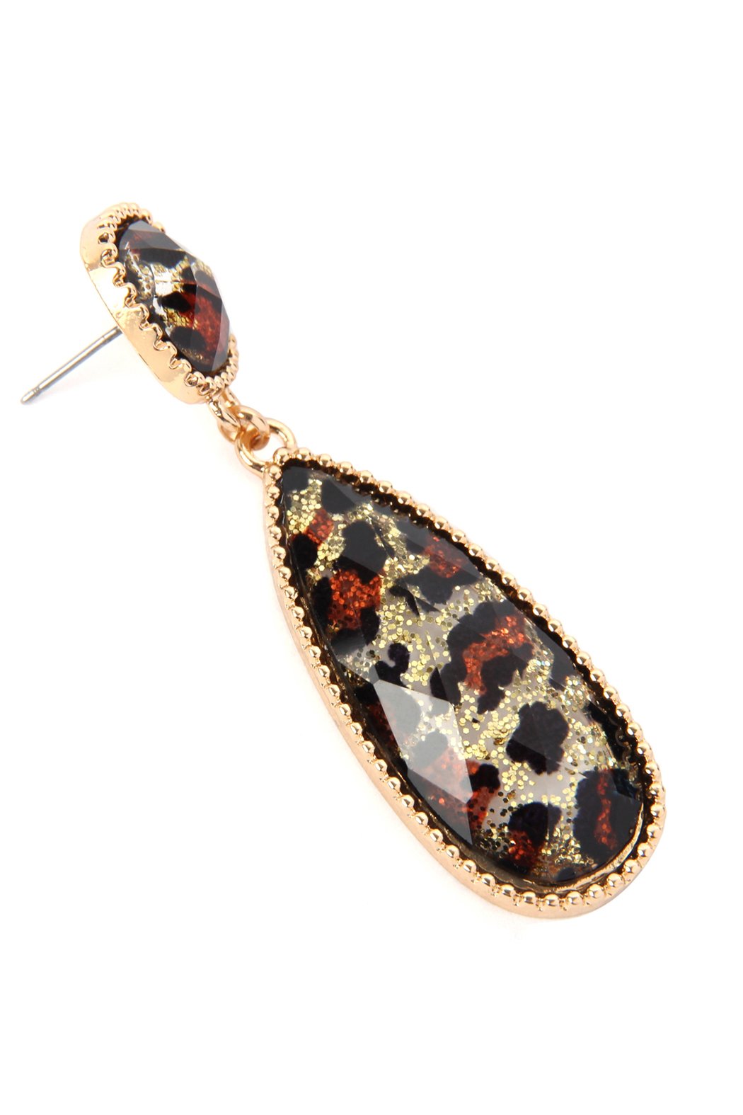 Glitter Leopard Post Dangle Drop Earrings - 4 COLORS -