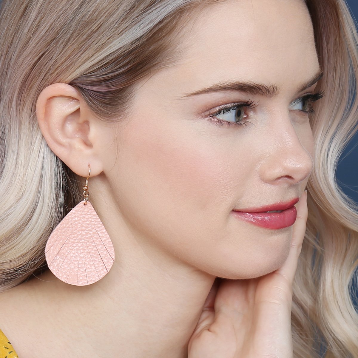 Fringed Pear Shaped Leather Earrings - 10 COLORS