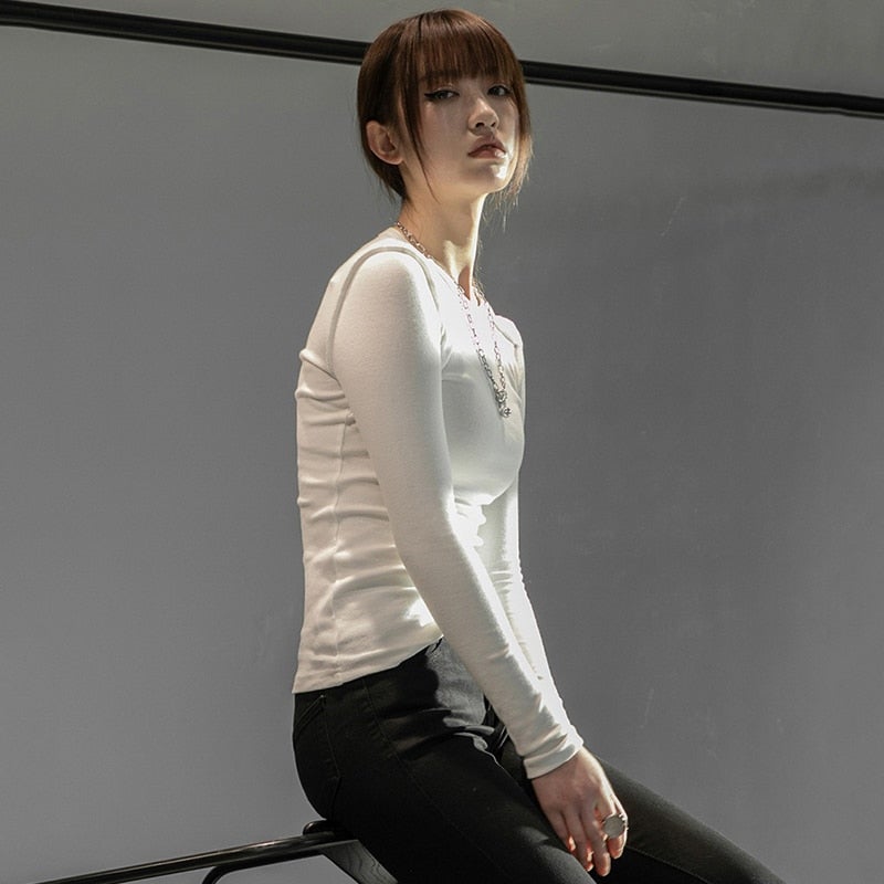 Hoshiko O-Neck Long Sleeve Shirt - White - 1 COLOR -