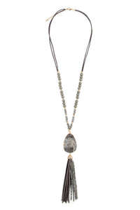 Thumbnail for Natural Stone Tassel Pendant Necklace - 5 COLORS -