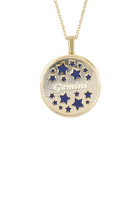 Thumbnail for Zodiac Lapis Lazuli Gemstone Star Constellation Pendant Necklace Gold Gemini -