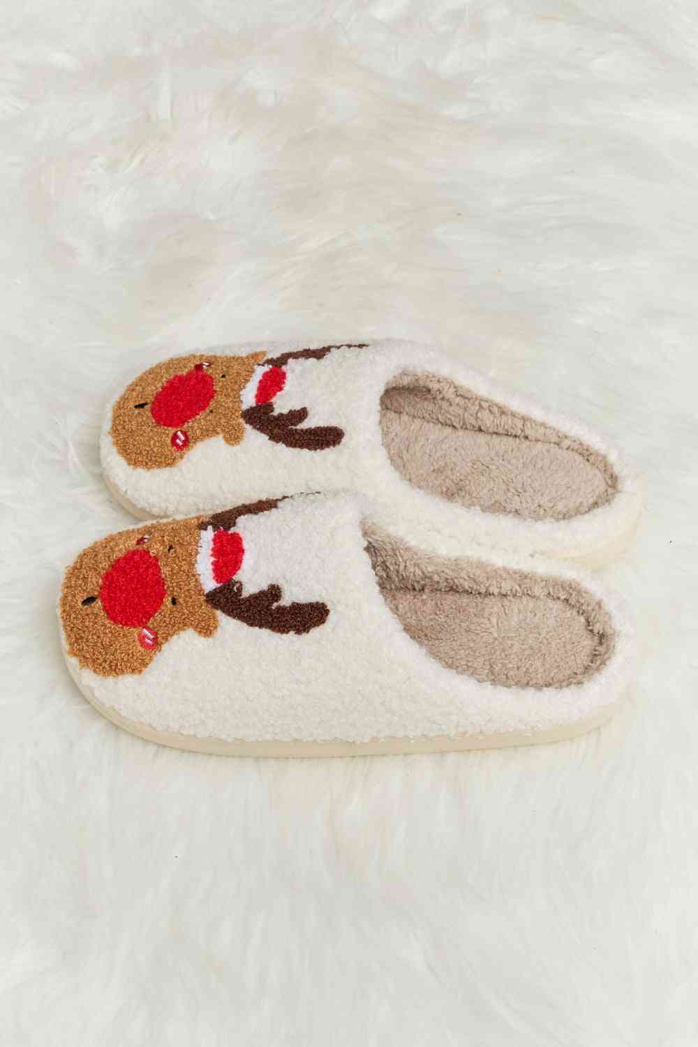 Melody Rudolph Print Plush Slide Slippers - T - 2 COLORS -