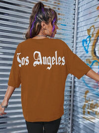 Thumbnail for LOS ANGELES Round Neck Dropped Shoulder T-Shirt - T - 2 COLORS -