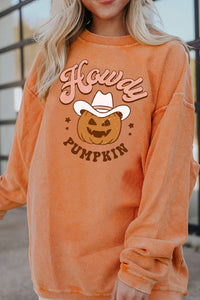 Thumbnail for HOWDY Pumpkin Graphic Ribbed Sweatshirt - T - 1 COLOR -