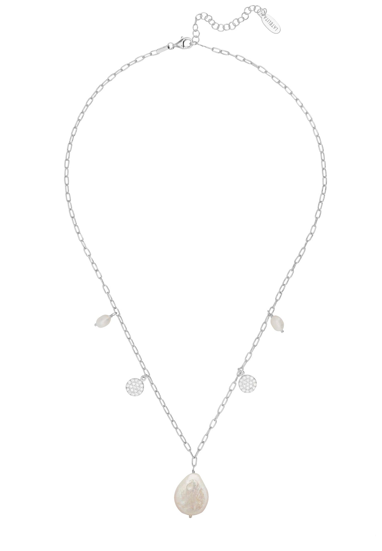 LATELITA - Enya Pearls and Sparkles Necklace Silver -