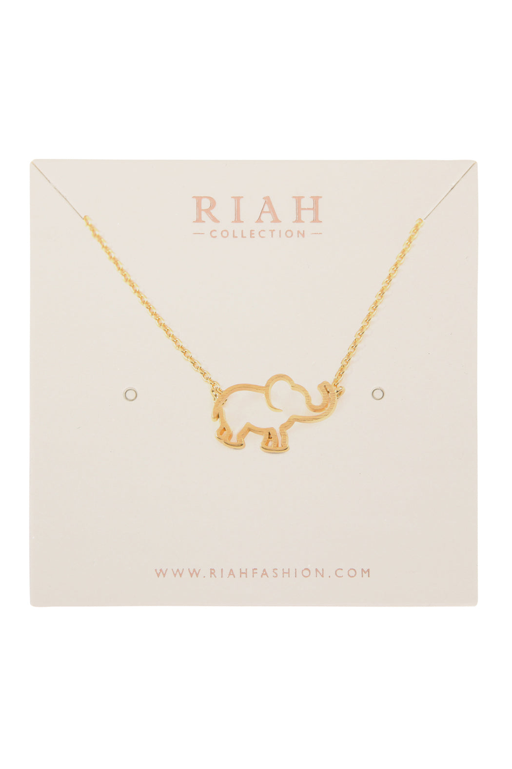 Riah Fashion - Elephant Cast Pendant Necklace - 3 FINISHES -