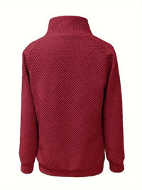 Thumbnail for Buttoned Mock Neck Long Sleeve Sweatshirt - T - 3 COLORS -