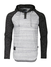 Thumbnail for Long Sleeve Raglan Henley Round Bottom Hood T-Shirts - Space Grey - 1 COLOR -