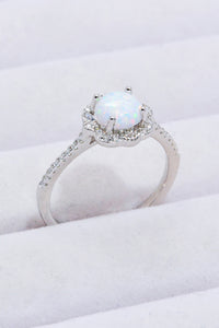 Thumbnail for Platinum-Plated 4-Prong Opal Ring - T - SIZES 5 THRU 10 - 1 COLOR -