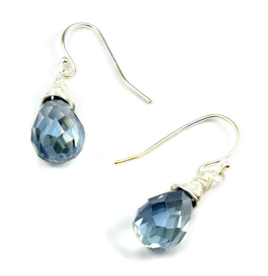 Christy Jean - Blue Faceted Crystal Earrings -