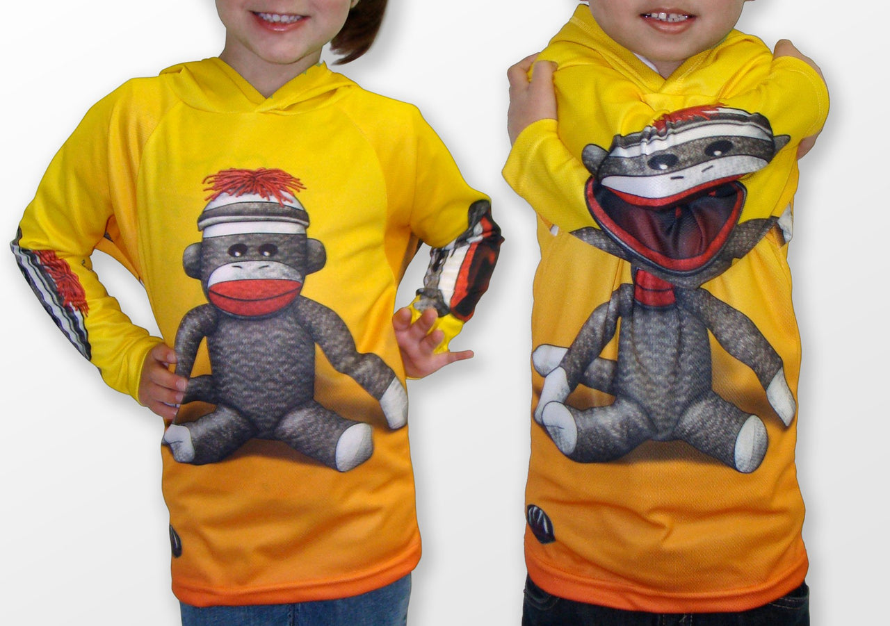 Mouthman - SOCK MONKEY Hoodie Chomp Shirt - ADULT SIZES AVAILABLE! - 13 SIZES -