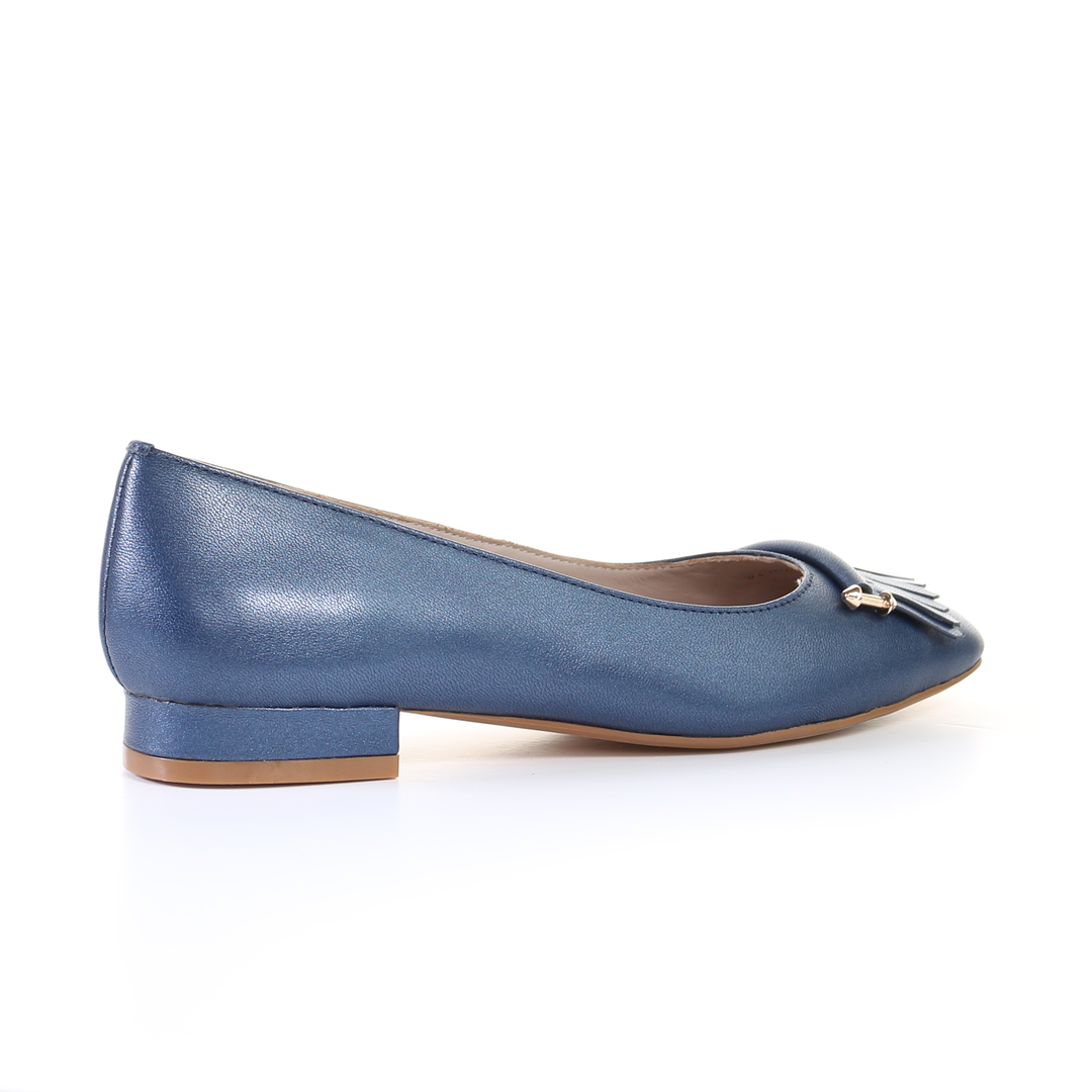 Tassel Leather Square Toe Ballerina (Blue)