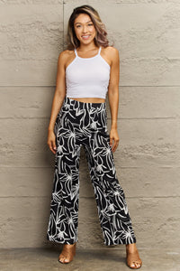 Thumbnail for Flower Print Wide Leg Long Pants - T - 1 COLOR -