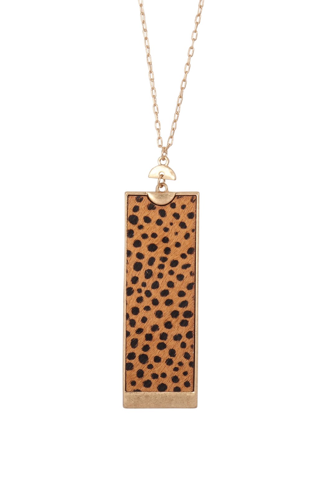 Rectangle Shape Leather Pendant Necklace - 7 COLORS -