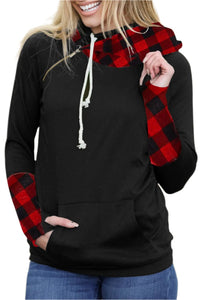 Thumbnail for Zip Detail Plaid Hoodie - T - 1 COLOR -