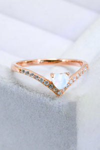 Thumbnail for Moonstone Heart-Shaped Ring - T - SIZES 6 THRU 9 - 2 FINISHES -