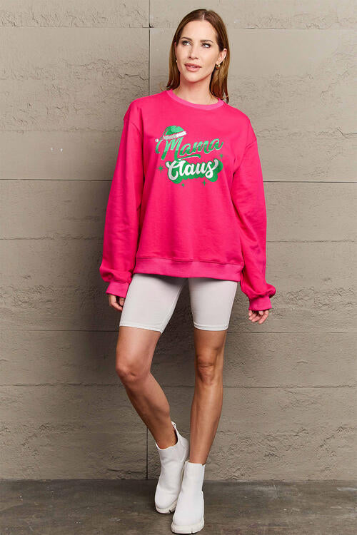 Simply Love Full Size MAMA CLAUS Round Neck Sweatshirt - SIZES S THRU 3XL - T - 2 COLORS -