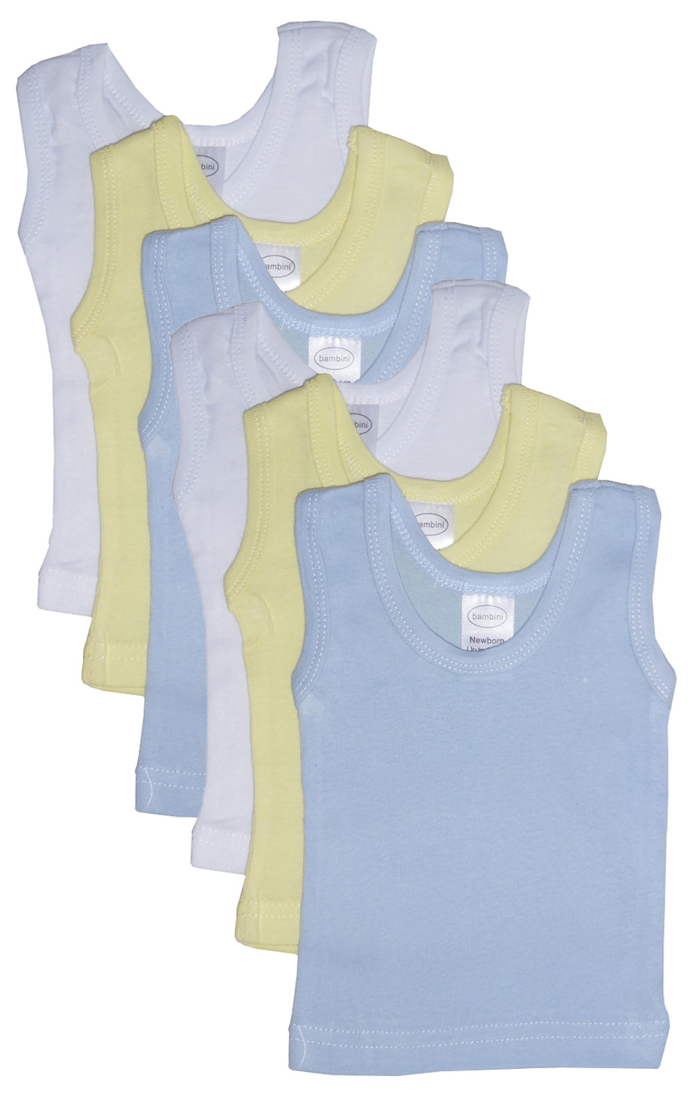 Bambini Boy's Six Pack Pastel Tank Top - 6 PACK -