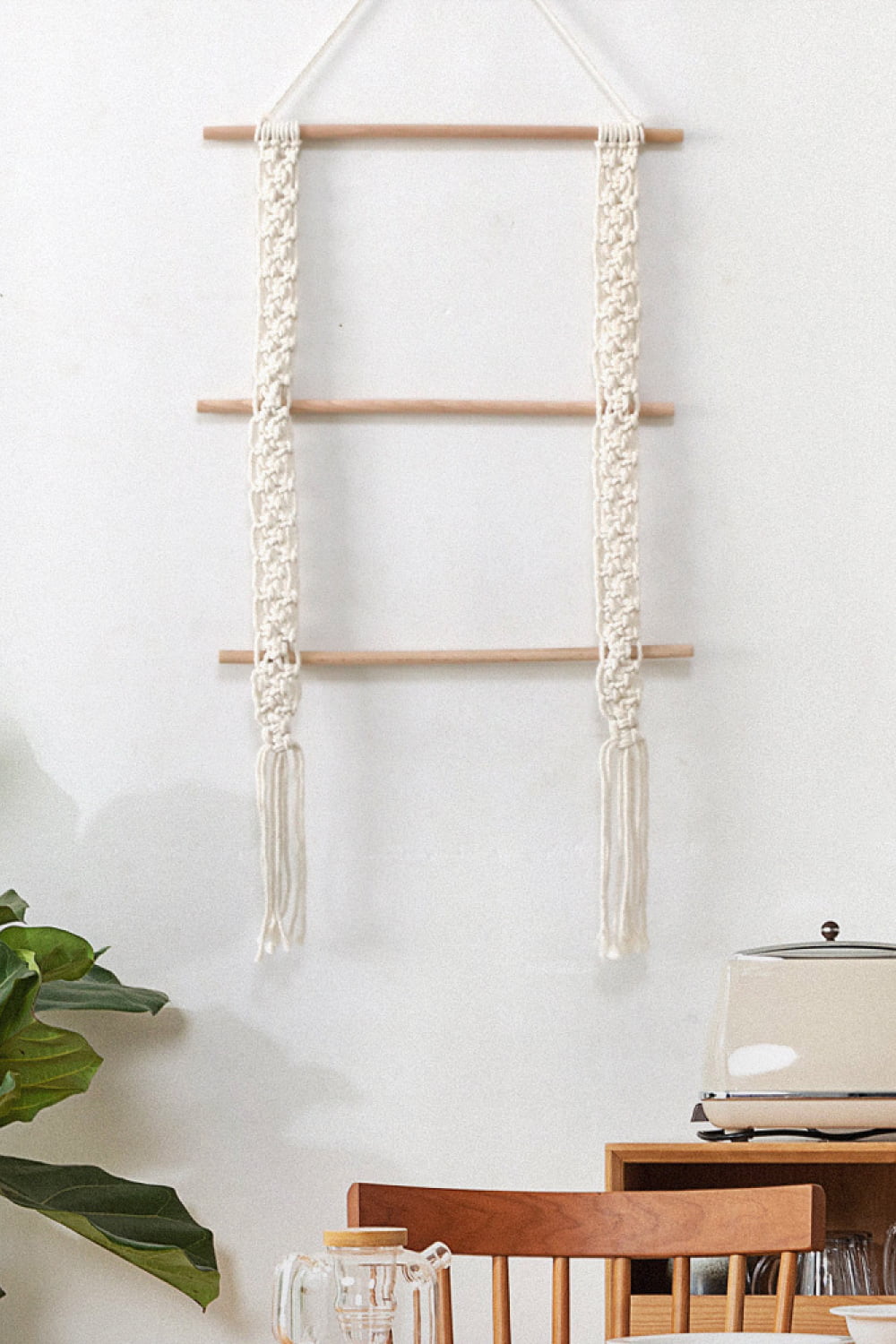 Macrame Ladder Wall Hanging - 33.5" X 19.7" - T - 1 COLOR -