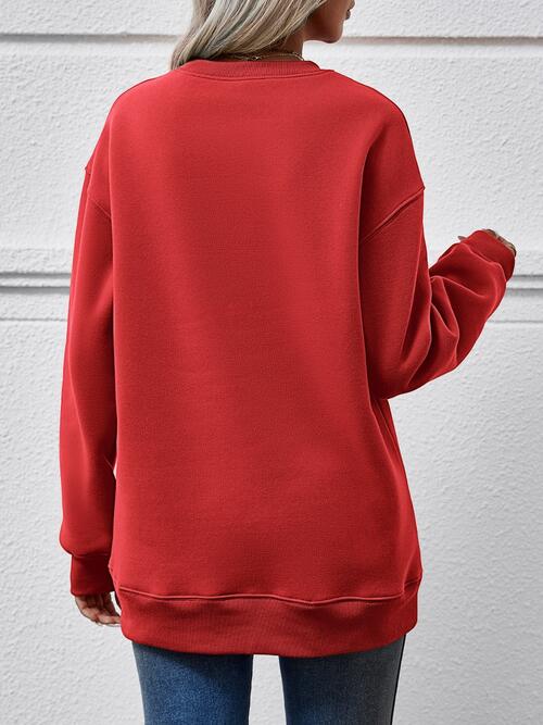 Graphic Round Neck Dropped Shoulder Sweatshirt - T - 9 COLORS -