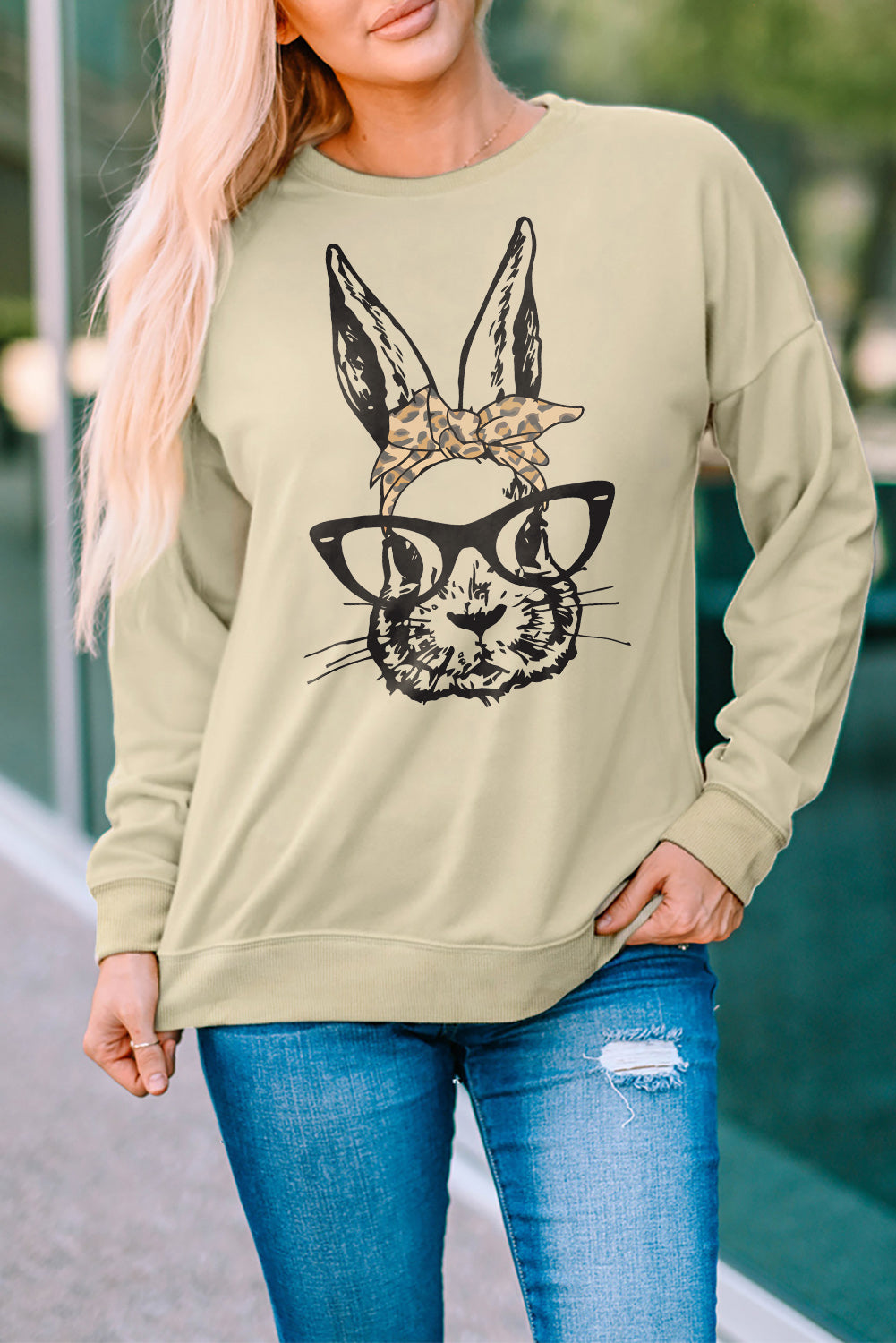 Easter Graphic Drop Shoulder Sweatshirt - T - 1 COLOR -