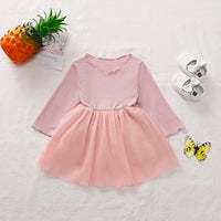 Thumbnail for Girls Round Neck Ribbed Tulle Dress - T - 4 SIZES - 2 COLORS -