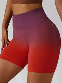 Thumbnail for Gradient Wide Waistband Slim Fit Sports Shorts - T - 9 COLORS -