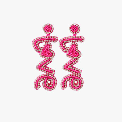 LOVE Bead Rhinestone Dangle Earrings - T -