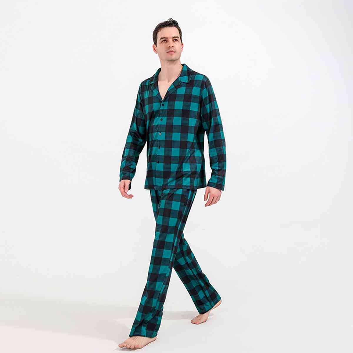 MEN Plaid Shirt and Pants Set - T -