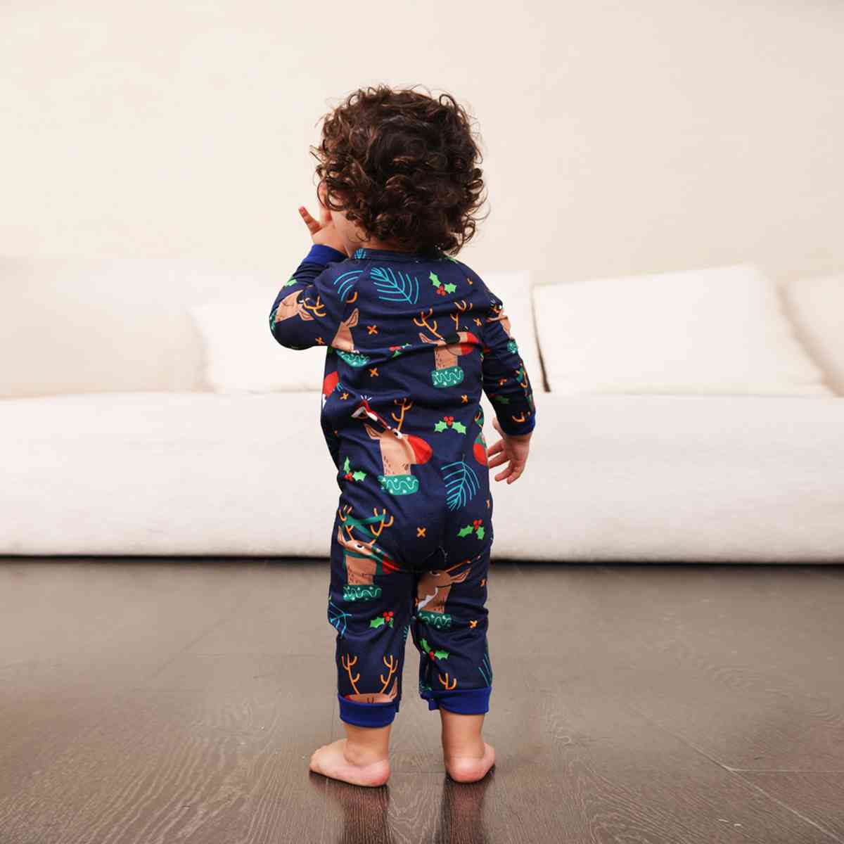 BABY Reindeer Print Round Neck Jumpsuit - T -