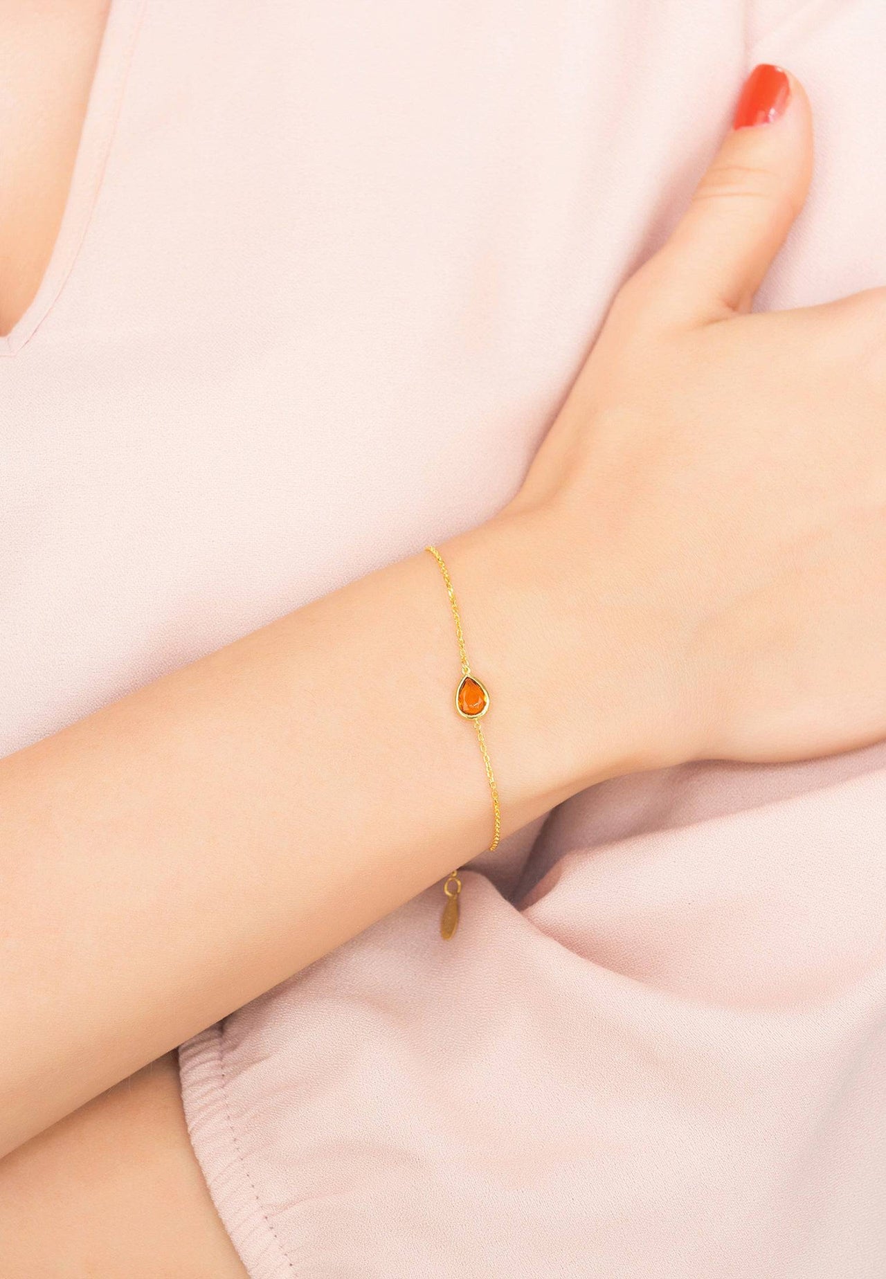 LATELITA - Pisa Mini Teardrop Bracelet Gold Citrine -