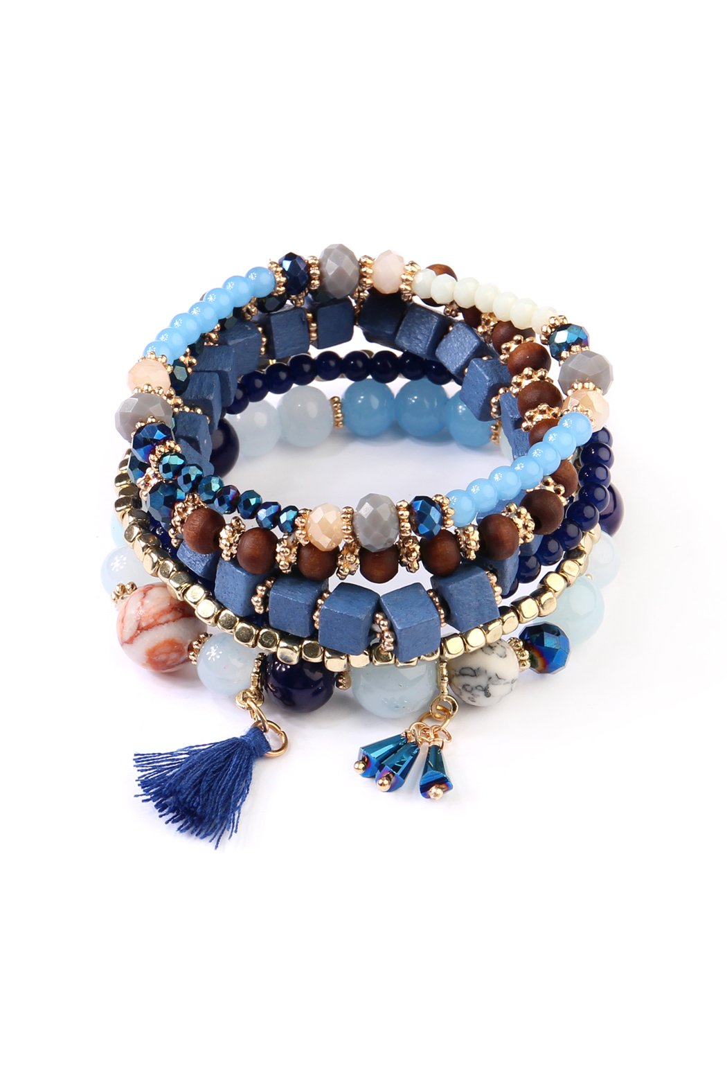 Riah Fashion - Charm Stack Bracelet - 4 COLORS -