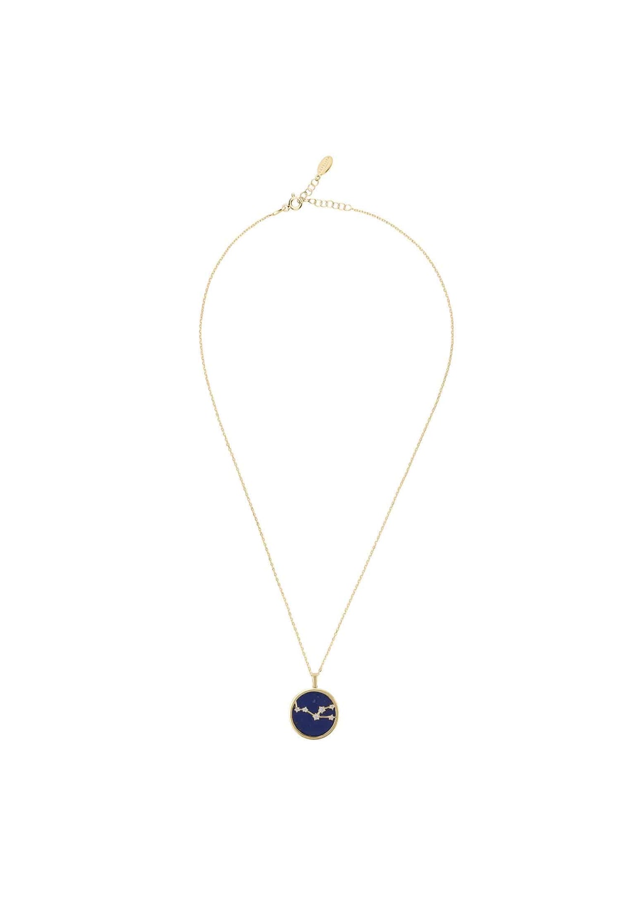 Zodiac Lapis Lazuli Gemstone Star Constellation Pendant Necklace Gold Taurus -