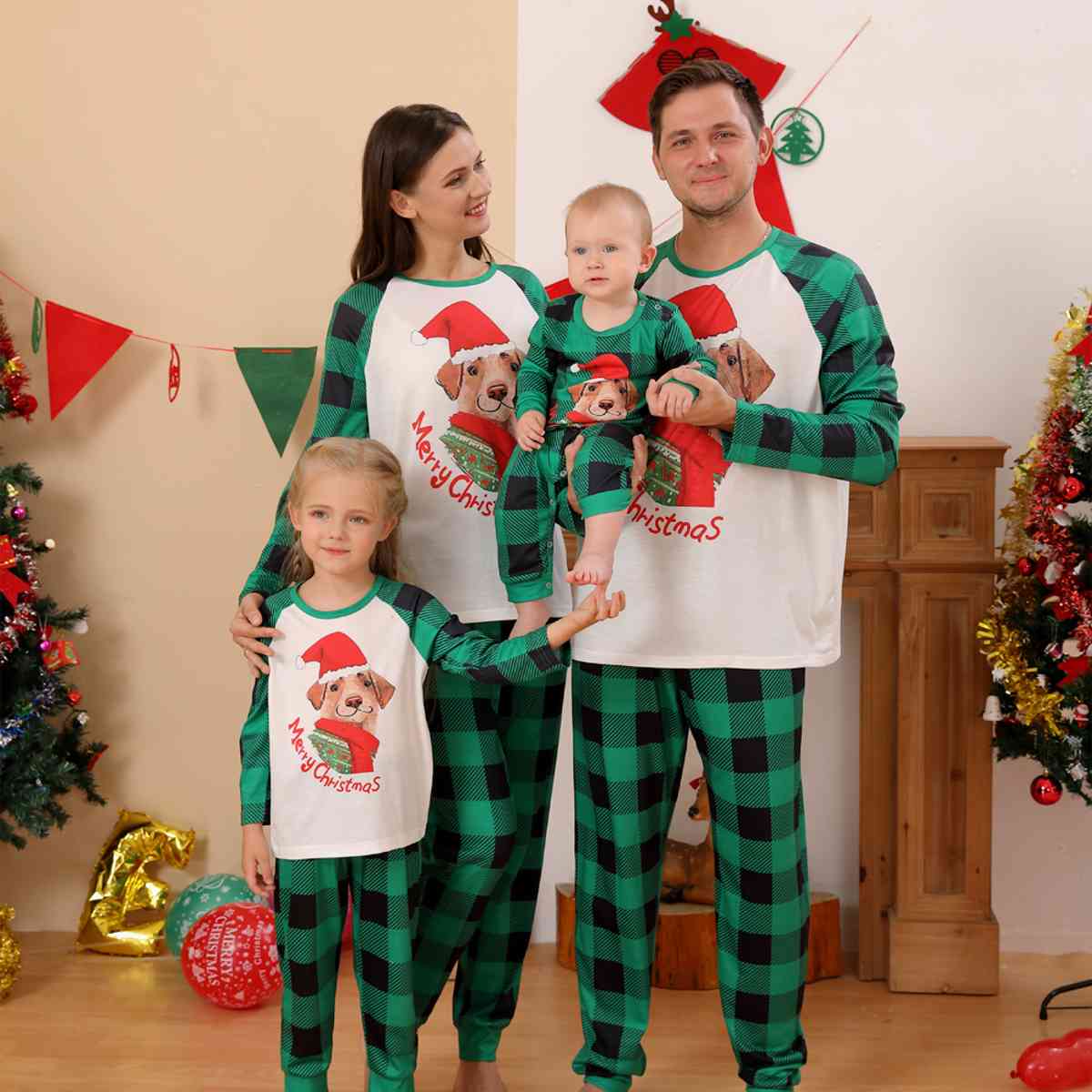 MEN MERRY CHRISTMAS Graphic Top and Plaid Pants Set - T -