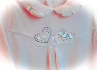 Thumbnail for Little Ashkim - Heart Velour Footie - 1 COLOR -