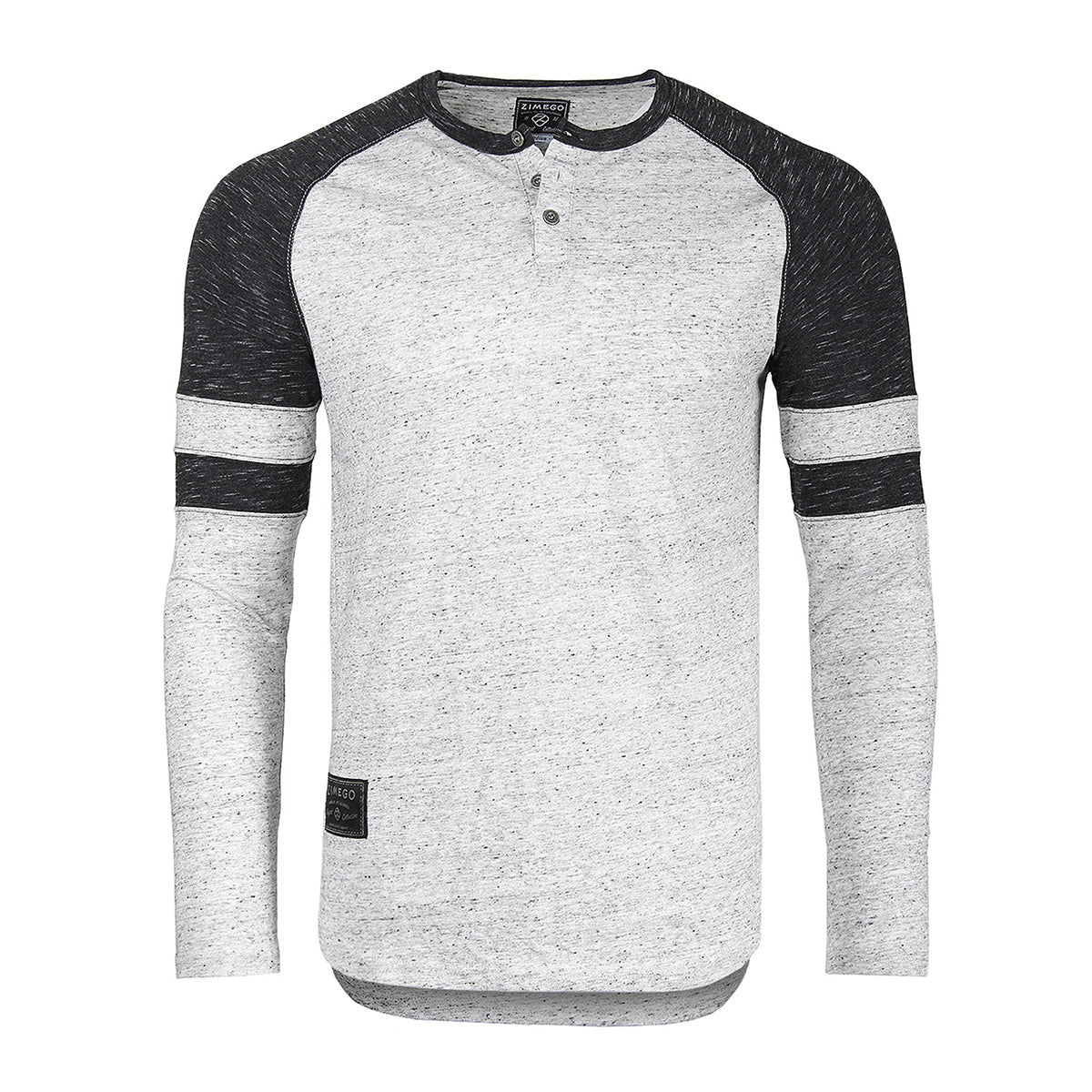 Men’s Long Sleeve Athletic Contrast Stripes Arm Raglan Henley - 1 COLOR