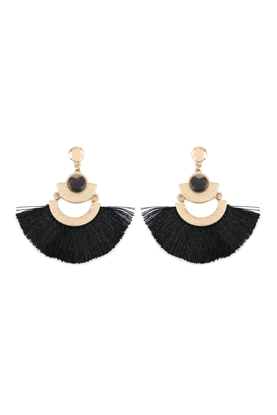 Dangling Tassel Fan Drop Earrings - 6 COLORS -