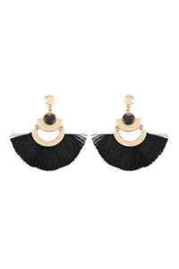 Thumbnail for Dangling Tassel Fan Drop Earrings - 6 COLORS -