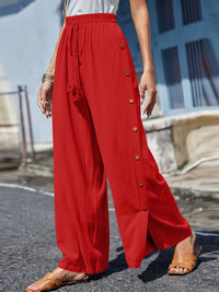 Thumbnail for Full Size Tassel Wide Leg Pants - T - 10 COLORS -