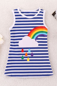 Thumbnail for Girls Rainbow Graphic Striped Sleeveless Dress - T - 5 SIZES - 2 RAINBOW DIRECTIONS -