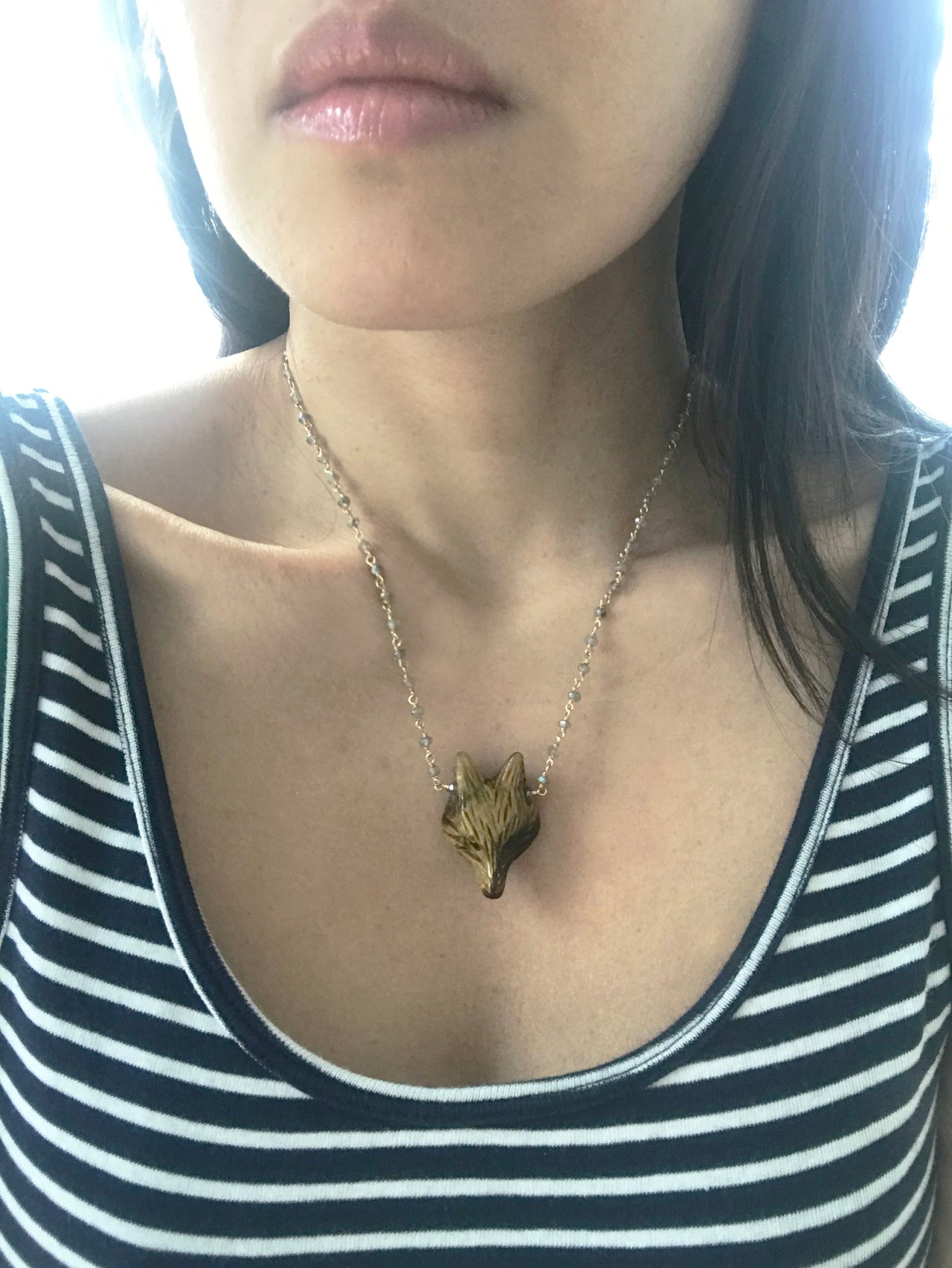 Gena Myint - Labradorite and Tiger Eye Fox Necklace -