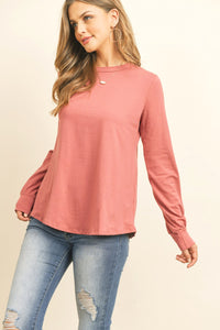 Thumbnail for Riah Fashion - Long Sleeve Round Neck Solid Top - 17 COLORS -