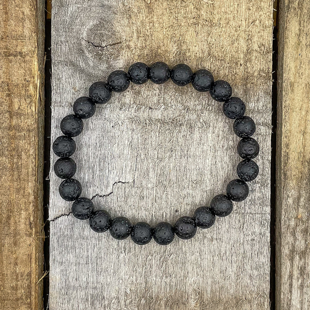 Union - Smooth Lava Rock Gemstone Beaded Bracelet -