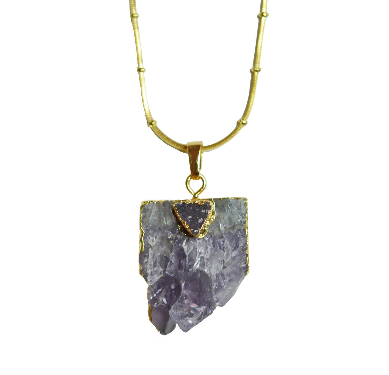 Gena Myint - Double Chain Amethyst Pendant Necklace -