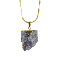 Thumbnail for Gena Myint - Double Chain Amethyst Pendant Necklace -