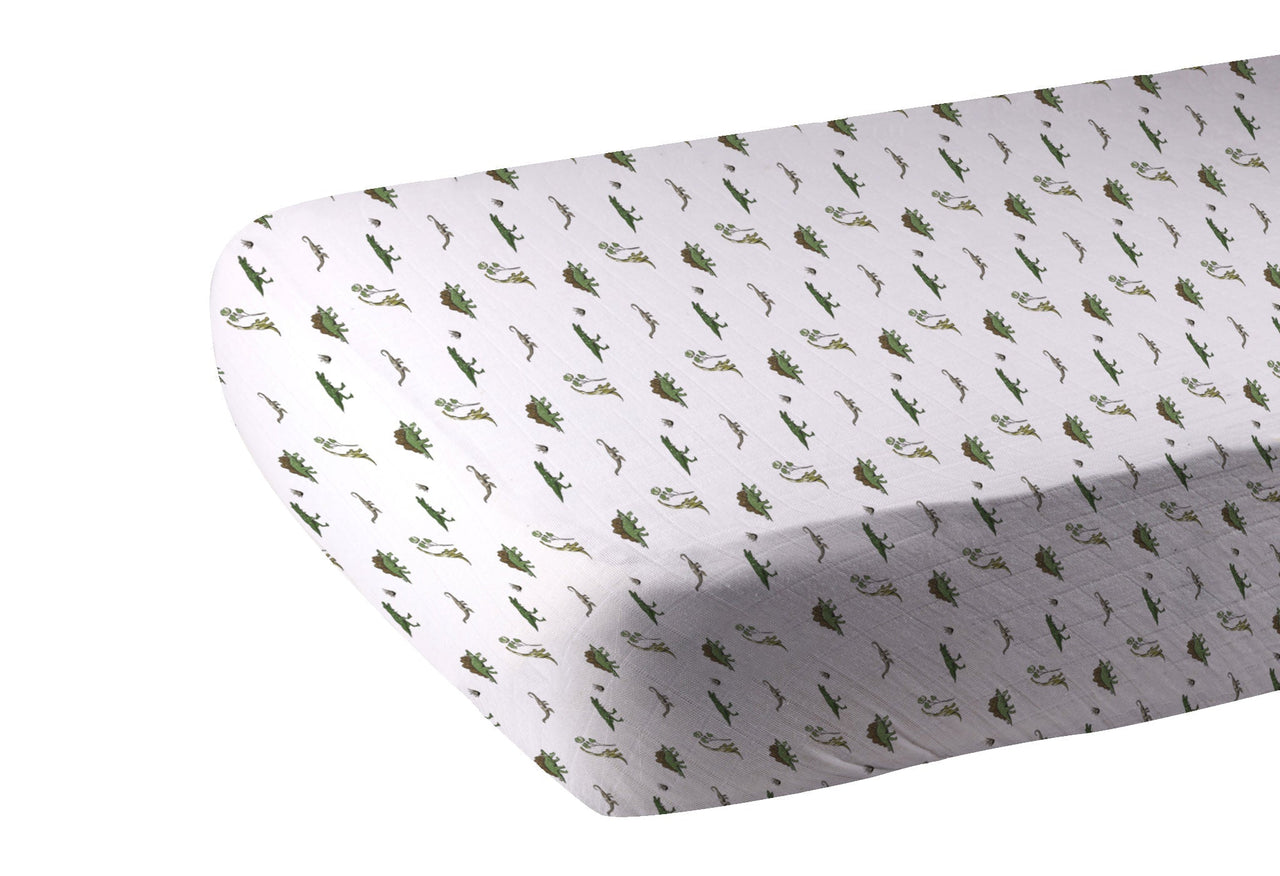 Newcastle - Dino Days Cotton Muslin Crib Sheet -